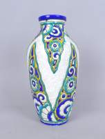 Céramique : Vase emaux cloisonnés BOCH La Louvière D1101 F.806 décor stylisé circa 1927 (défaut)