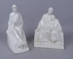 Céramique : 2 sculptures en terre plastique de St Ghislain signées STOFFYN Paul