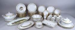 Céramique : (87) service à diner en porcelaine française rehauts d'or