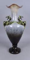 Céramique : vase en faïence craquelée décor de dragons dans le style MASSIER Delphin