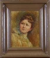 Tableau HST - Portrait deJeune femme - daté 1918 signé J.CURVERS