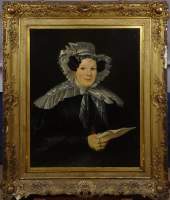Tableau HST doublé - Portrait de dame Debacker - daté 1837 anonyme école Belge (pt acc)