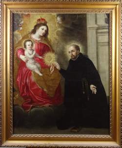 Tableau HST (rentoilé) - Vierge à l'enfant et Saint Antoine - anonyme fin 17eS début 18eS