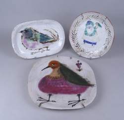 Céramique de Dour(3) : Plat ovale - Oiseau - signé TIMPER Paul