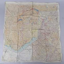 Militaria : Carte de Belgique et Allemagne Suisse sur soie utilisée par les parachutistes