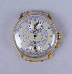 Bijou : Montre bracelet d'homme FORTIS chronographe télémètre en or jaune 18K mouvement à remontoir (en état)