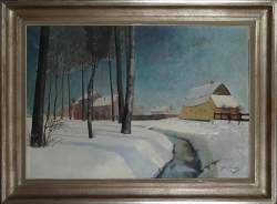 Tableau HST -Paysage hivernal- signé MASSON Julien