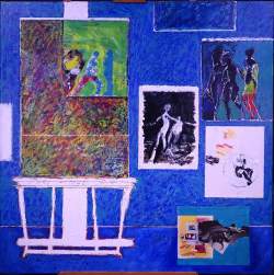 Tableau HST et collage -L'Atelier N°6- signé TILLIER Thierry