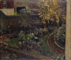 Tableau HST -Vue de jardin- signé DETRY Arsène