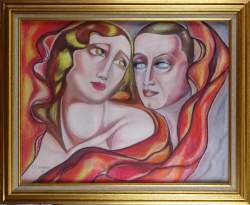 Tableau pastel -Les feux de l'amour-98 signé ANTOINE A-Anne-Marie