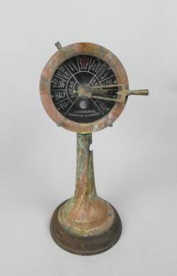 Objet : Télégraphe de commande de moteur bateau/ transmetteur d'ordres (usure) cadran signé CHADBURNS monture en laiton