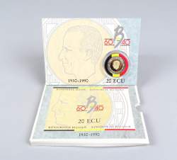 Collection de pièces de monnaie : pièce en or de Belgique de 20 Ecus