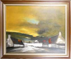 Tableau HST (Détachement de la couche picturale) -Paysage hivernal- signé PERMEK Tableau HST (Détachement de la couche picturale) -Paysage hivernal- signé PERMEK