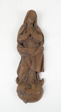 Sculpture : Vierge de l'immaculée Conception en bois sculpté 19eS
