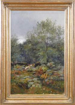 Tableau HST - Moutons en lisière de forêt - signé BUCHANAN Peter S Tableau HST - Moutons en lisière de forêt - signé BUCHANAN Peter S