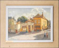 Tableau HST - Place Croix - daté 1950 signé TONDREAU Paul