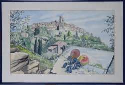 Tableau: Aquarelle -Saint-Paul- 1978 signé ROUGE Paul Tableau: Aquarelle -Saint-Paul- 1978 signé ROUGE Paul