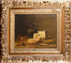 Tableau HST - Nature morte aux fromages - signé BELLIS Hubert Tableau HST - Nature morte aux fromages - signé BELLIS Hubert