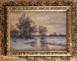 Tableau HST - Paysage hivernal - signé AELMAN Fernand Tableau HST - Paysage hivernal - signé AELMAN Fernand