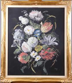 Tableau Gouache - Fleurs - daté 1960 signé DUMONT Gilberte Tableau Gouache - Fleurs - daté 1960 signé DUMONT Gilberte