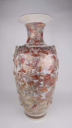 Asiatique : Grand vase en porcelaine Japon SATSUMA (chv)