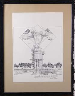BD : Dessin à l'encre - Les Elfes de Pomariolus - dédicacé à Jean - Claude Dorsimont pour la Biennale 1985 signé RENARD Claude