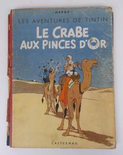 BD : Les Aventures de TINTIN Hergé Casterman Le Crabe aux Pinces d'Or EOC A22 1944 DR N° 5594 (Etat moyen , déchir , dos acc)