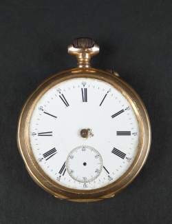 Bijou : Montre de gousset cuvette extérieure en or jaune 14K mouvement à remontoir (acc , ds l'état , fonctionne)