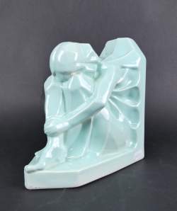 Céramique: Faïence verte Boch Kéramis -Dame assise- signé ANGELO pour HECK Angel Céramique: Faïence verte Boch Kéramis -Dame assise- signé ANGELO pour HECK Angel