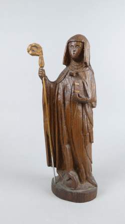Sculpture: Possible -Sainte Catherine d'Alexandrie- en chêne sculpté signé sous