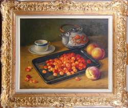 Tableau HSP -Nature morte aux cerises- daté 1968 signé VAN UFFELEN Alphonse Tableau HSP -Nature morte aux cerises- daté 1968 signé VAN UFFELEN Alphonse