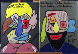 Tableau: Technique mixte (2pcs) -Saint Julien de Médoc- -Un Barbu...- signé SIDN Tableau: Technique mixte (2pcs) -Saint Julien de Médoc- -Un Barbu...- signé SIDN