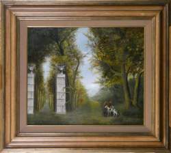 Tableau HST -Le portique- signé VAN DORMAEL Simone Tableau HST -Le portique- signé VAN DORMAEL Simone
