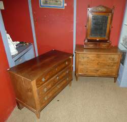 Meuble:(3pcs) 2 commodes en acajou 19e S 3 tiroirs + 1 Psyché EMPIRE 19eS (acc,