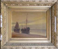 Tableau HST -Marine- signé CHARLIER 24x32cm cadre doré de style (ecl)