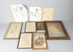 Tableau: Dessins et aquarelles (9pcs) dont 2 datés et tous signés DE BIE Eugène Tableau: Dessins et aquarelles (9pcs) dont 2 datés et tous signés DE BIE Eugène