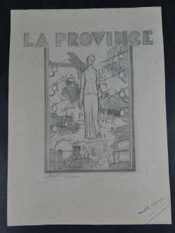 Tableau: Dessins recto/verso -étude pour 1ere page journal la province- signé LE Tableau: Dessins recto/verso -étude pour 1ere page journal la province- signé LE