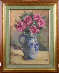 Tableau HST (rest) -Cruche aux fleurs- signé CHAVEPEYER Hector