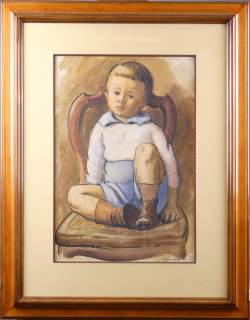 Tableau: Aquarelle recto et verso -Portrait de jeune garçon- daté 1938 signé GOM Tableau: Aquarelle recto et verso -Portrait de jeune garçon- daté 1938 signé GOM