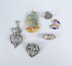 Bijou: Lot de bijoux en argent P: 17,2g et pendentif probablement en jade (6pcs)