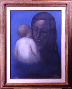 Tableau: Technique mixte -Mère et Enfant- signé VAN AERDEN Willem Tableau: Technique mixte -Mère et Enfant- signé VAN AERDEN Willem