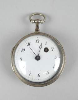 Bijou: Montre de gousset oignon à coq en argent mouvement à clef 19eS (Ds l'état