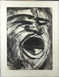 Tableau: dessin encre/lavis -Le Visage- signé HAXTON Lynn (20eS) 65x48cm sous ve Tableau: dessin encre/lavis -Le Visage- signé HAXTON Lynn (20eS) 65x48cm sous ve