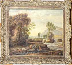 Tableau HSP -Paysage animé- d'après un tableau ancien anonyme 1er moitié 20eS 30