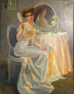 Tableau HST -Jeune dame à la coiffeuse- signé HESS Marcel Tableau HST -Jeune dame à la coiffeuse- signé HESS Marcel