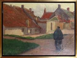 Tableau HST -Vue de maison avec personnage- 1905 signé VAN DER LOO Marten Tableau HST -Vue de maison avec personnage- 1905 signé VAN DER LOO Marten