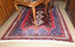 Tapis d'Orient noué main fond rouge/bleu 208x170cm Tapis d'Orient noué main fond rouge/bleu 208x170cm