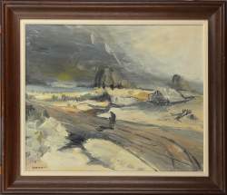 Tableau HST -Paysage animé- signé VANHALST 50x60cm cadre bois Tableau HST -Paysage animé- signé VANHALST 50x60cm cadre bois