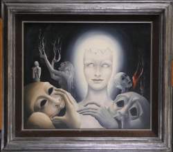 Tableau HSP -Lumière dans les ténèbres- daté 78 signé GARDIEN Josiane