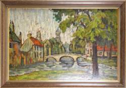 Tableau HSCarton -Vue de BRUGES- signé PARENT Roger